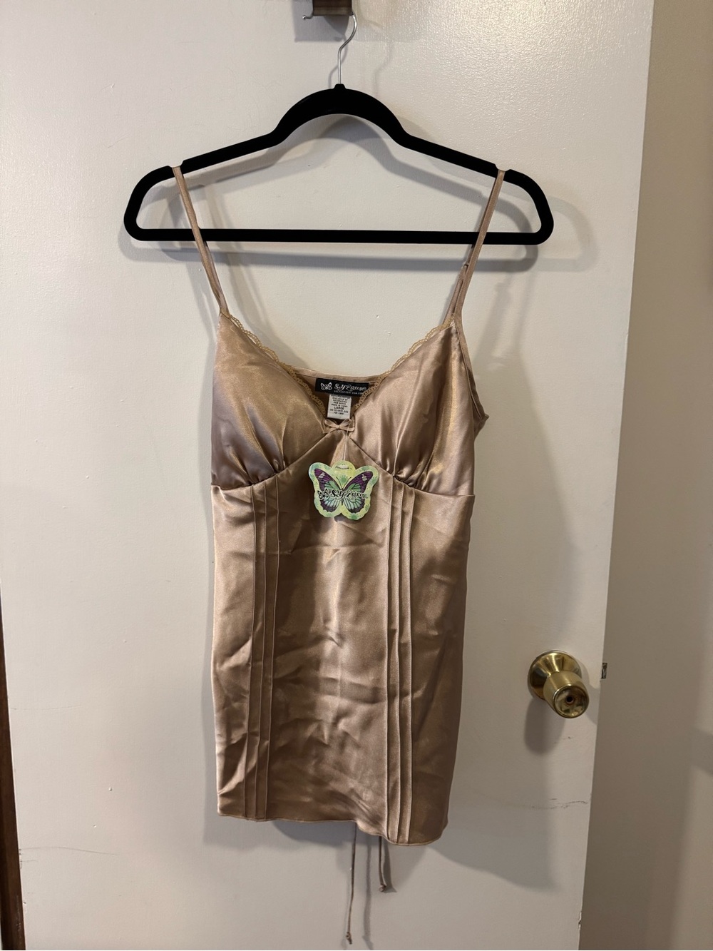 Self Esteem Satin Slip Dress Size Large Champagne Gold Y2K NWT